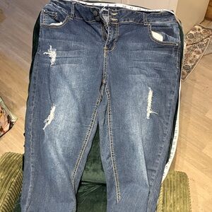 Lane Bryant Distressed Dark Blue Boyfriend Jeans
